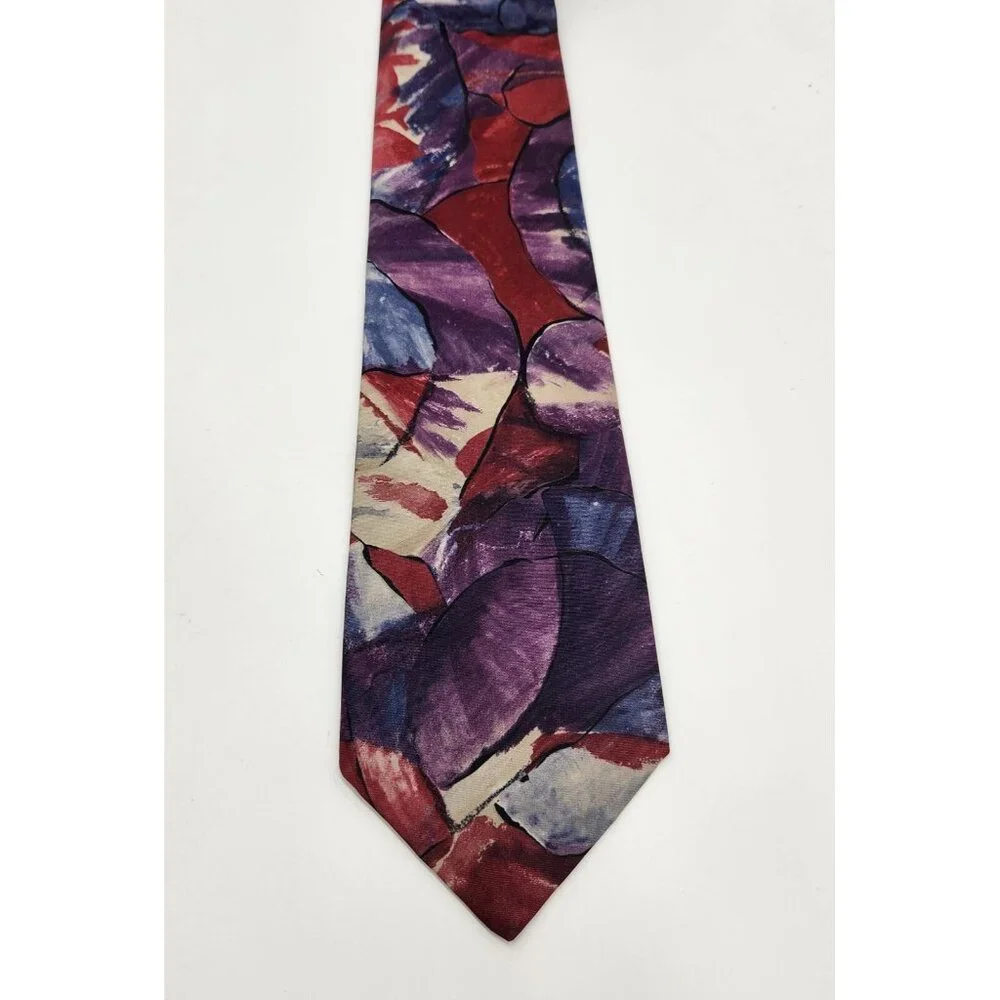 VINTAGE ESSEX ROW Mens‎ Tie Necktie Abstract Art Multicolor Pattern Made in USA